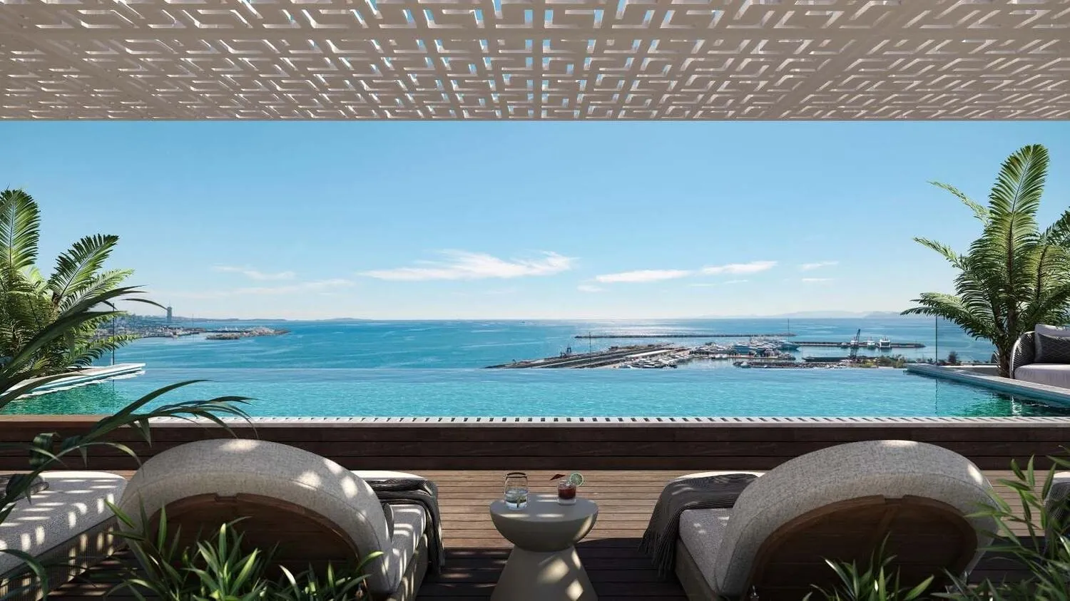 Çatı terası, deniz manzarası